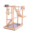 Litewood Wood Bird Perch Platform Stand Bird Playground Wood Perch Gym Stand Playpen Bird Ladders Exercise Playgym with Feeder Cups for Parakeet Macaw Cockatoo Cage Accessories Training Toy