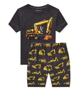 Family Feeling Little Boys Excavator Pajamas Short Sets 100% Cotton Kid 6