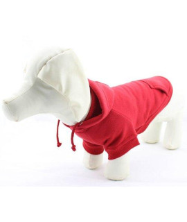 Lovelonglong Blank Basic Hoodie Sweatshirt For Dogs 100% Cotton 12 Colors 11 Sizes Fits Small Medium Dachshund Large Dog (D-S, Red)