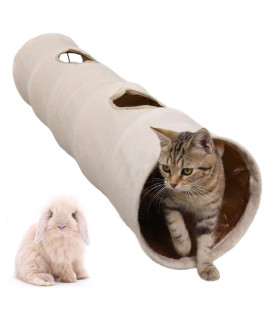 LeerKing Non crinkle cat Tubes and Tunnels Bunny Interactive Toys 47 x 10 for Rabbits Puppy Kitten 2 Windows