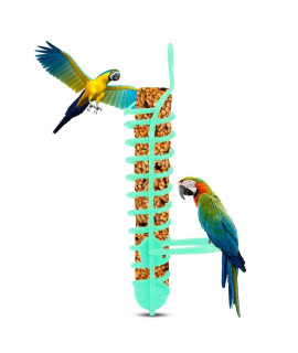 Parrots Feeder Basket Plastic Food Fruit Feeding Perch Stand Holder for Pet Bird Supplies Fruit Vegetable Millet Container(Green)