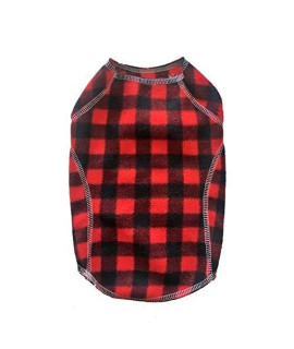 Cloak and Dawggie Fleece Patterned Dog Sweater Plaid Dog Fleece Pullover Best Cold Weather Winter Polar Fleece All Breed (L 30-50 LBS, Red Buffalo)