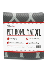 ST INc Microfiber XL Pet Bowl Feeding Mat, Anti-Skid and Absorbent, 16 Inch x 275 Inch, grey Trellis