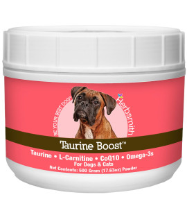 Herbsmith Taurine Boost - Cardiac and Heart Support for Dogs and Cats - Taurine Supplement for Dog and Cat Heart Health - with CoQ10, Taurine and L-Carnitine for Dogs - 500g