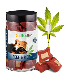 CEEBEEDOO Dog Treats with Hemp Oil for Pain Relief & Anxiety - Healthy & Tasty Hemp Treats for Dogs - Natural Pet Hemp Chews Dog Calming Treats for Small & Large Dogs (Beef and Rice) (12oz)