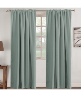 Turquoize Window Treatments Drapes Room Darkening Curtain Panels Back Tabrod Pocket Curtain Panels For Living Room Thermal Insulated Noise Reducing Window Curtain 52X96 Inch, Light Sage, 2 Panels
