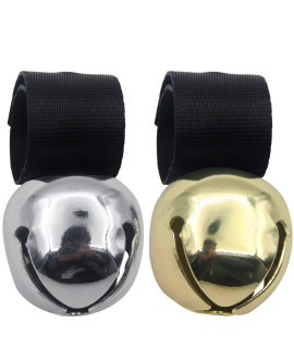 SCENEREAL Large Dog Collar Bell for Training, Hiking, Walking, Hunting, Pet Tracker, 2 Pack 1.5 Extra Loud Pet Bell for Save Wildlife and Birds (Bear Bell, Cow Bell) Gold | Silver