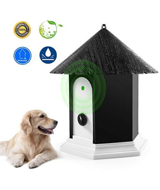Anti Barking Device, Waterproof Indoor Outdoor Bark Control Device with Adjustable Ultrasonic Level Control Safe for Small Medium Large Dogs