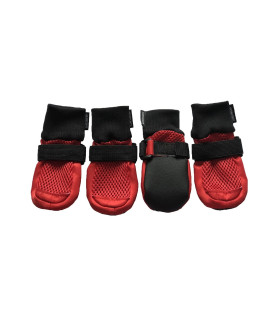 LONSUNEER Dog Boots Breathable Protect Paws Soft Nonslip Soles Set of 4 Size Small color Red