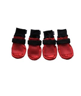 LONSUNEER Dog Boots Breathable Protect Paws Soft Nonslip Soles Set of 4 Size Large color Red