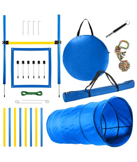 CHEERING PET Dog Agility Training Equipment, 28 Piece Dog Obstacle Course, Training and Interactive Play Includes Dog Tunnel, Adjustable Hurdles, Poles, Whistle, Rope Toy with Carrying Case