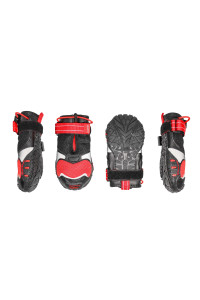 Kurgo Blaze Cross Dog Shoes - Winter Boots for Dogs, All Season Paw Protectors - for Hot Pavement and Snow - Water Resistant, Reflective, No Slip - Includes 4 Shoes - Chili Red / Black - XL