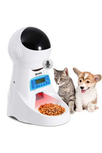Automatic Cat Feeder Auto Pet Food Dispenser with LCD Display,Voice Record Remind, Timer Programmable, Portion Control for Cat and Medium or Small Dog, 4 Meals a Day