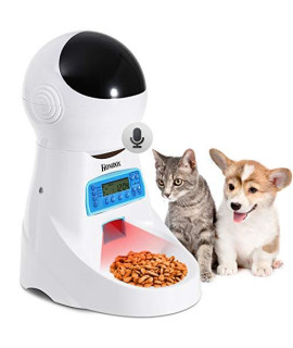 Automatic Cat Feeder Auto Pet Food Dispenser with LCD Display,Voice Record Remind, Timer Programmable, Portion Control for Cat and Medium or Small Dog, 4 Meals a Day