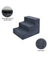 Best Pet Supplies Foam Pet Steps for Small Dogs and Cats, Portable Ramp Stairs for Couch, Sofa, and High Bed Climbing, Non-Slip Balanced Indoor Step Support, Paw Safe - Dark Gray Linen, 3-Step