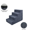 Best Pet Supplies Foam Pet Steps for Small Dogs and Cats, Portable Ramp Stairs for Couch, Sofa, and High Bed Climbing, Non-Slip Balanced Indoor Step Support, Paw Safe - Dark Gray Linen, 4-Step