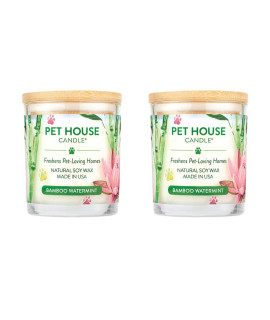 One Fur All, Pet House Candle - 100% Soy Wax Candle - Pet Odor Eliminator for Home - Non-Toxic and Eco-Friendly Air Freshening Scented Candles (Pack of 2, Bamboo Watermint)