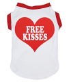 Petitebella Free Kisses Heart Puppy Dog Shirt (Whitered, X-Small)