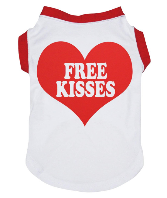 Petitebella Free Kisses Heart Puppy Dog Shirt (Whitered, Xx-Large)