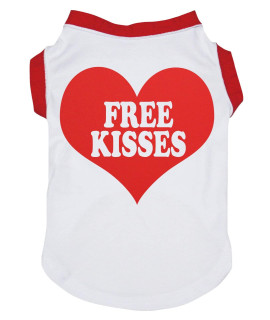 Petitebella Free Kisses Heart Puppy Dog Shirt (Whitered, Xxx-Large)