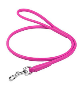 Rolled Leather Dog Leash 4 ft - Soft Dog Lead for Small Medium Large Dogs Puppy - Red Blue Pink Purple Green Black Pet Leashes for Outdoor Walking Running Training Plus (Pink, 4 Ft x 5/16" Wide)