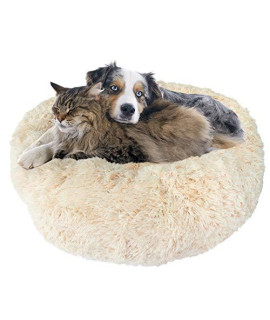 Downtown Pet Supply Premium Donut Dog Bed, Cozy Poof Style Giant Pet Bed Great for Cats & Dogs - Orthopedic, Washable, Durable Dog Bed (Oatmeal, Large)