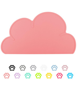 DesignSter Pet Food Mats-Dog cat Feeding Mat Top grade cloud Silicone Pad Anti-Slip Waterproof Anti-Slip Bowl Placemat (Pink)