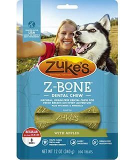 Zuke's Z-Bone Dog Dental Chew with Apples, Regular, 8 Count, 4 Pack