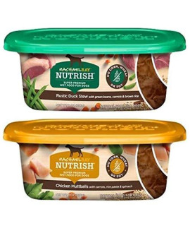 Nutrish Rachael Ray Variety Pack Chicken Muttballs & Rustic Duck Stew (4-Tubs of Each)