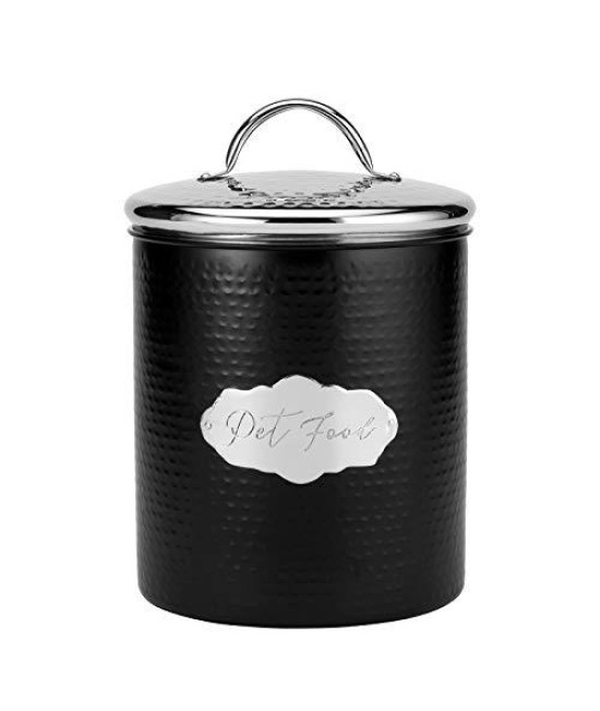 Amici Pet Cavalier Metal Canister Treats Jar, 118 Fluid Ounces, Black and Silver