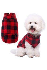 KOOLTAIL Fleece Dog Vest clothes - Plaid Dog Sweater Pet clothing with Pocket, Pet Winter Jacket cold Winter coat for Small Medium Dogs