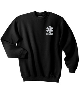 Smart People clothing EMS Sweatshirt with Reflective Logo, Emergency Medical, First Responder Black