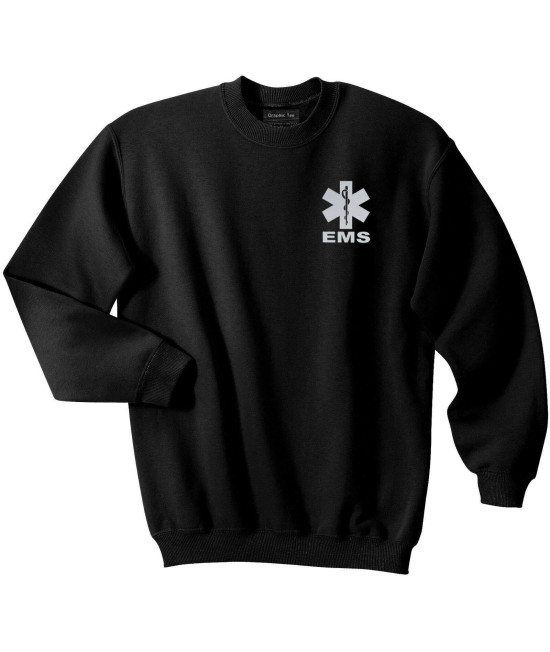 Smart People clothing EMS Sweatshirt with Reflective Logo, Emergency Medical, First Responder Black