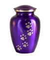 Best Friend Services Pet Urn - Ottillie Paws Legacy Memorial Pet Cremation Urns for Dogs and Cats Ashes Hand Carved Brass Memory Keepsake Urn (X-Large, Deep Violet, Vertical Pewter Paws)