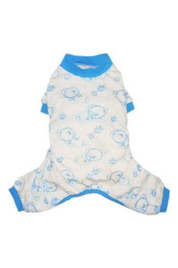 Pooch Outfitters Milo Dog Pajamas (X-Small, Blue Trim)