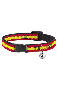 Cat Collar Breakaway The Flash Bolt Stripe Red Yellow 8 to 12 Inches 0.5 Inch Wide