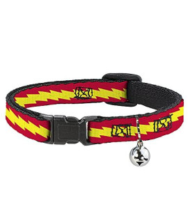 Cat Collar Breakaway The Flash Bolt Stripe Red Yellow 8 to 12 Inches 0.5 Inch Wide