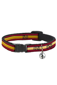 Cat Collar Breakaway The Flash Stripe Burgundy Gold 8 to 12 Inches 0.5 Inch Wide