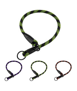 BronzeDog Rope choke Dog collar Braided Slip Lead collars for Dogs Small Medium Large Puppy (S - 177 Long, green)