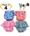 FunnyDogClothes Pack of 4 Dog Female Diapers Sanitary Pants and Skirts Cotton for Small Pet Cat (Pack of 4 - Skirts & Pants, S: Waist: 10" - 13")