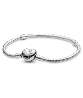 Pandora Jewelry Moments Heart Clasp Snake Chain Charm Sterling Silver Bracelet, 75