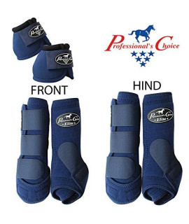 Professional Choice Med Comfort Horse Sports Front Hind Bell Boots 6 Pack Navy