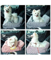 BLOBLO Dog Car Seat Pet Booster Seat Pet Travel Safety Car Seat Dog Bed for Car with Storage Pocket (Red Stripe)