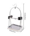 Hypeety Stainless Steel Parrot Playstand Bird Playground Bird Perch Stand with Hook and 4 Food Bowls Hanging Play Gym for Macaw African Grey Budgies Parakeet Cage Accessories Exercise Toy (S)