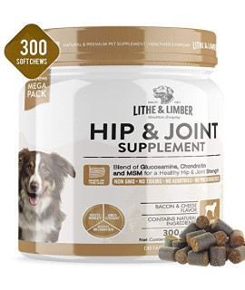 LITHE AND LIMBER 300 Chews New Developed Supplement Formula with Glucosamine, MSM & Chondroitin for Hip & Joint Support for Dogs - Made in USA