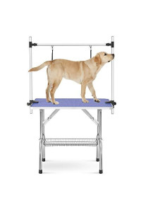 Rhomtree Professional 46" Adjustable Pet Grooming Table Heavy Duty with Arm & Nosse & Mesh Tray for Large Dog Cat Shower Table Bath Station, Maximum Capacity Up to 330 LBS (46 inch)