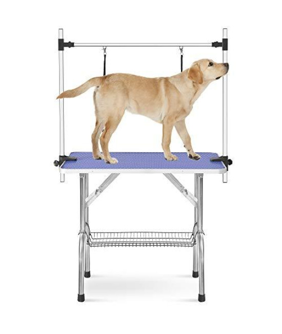 Rhomtree Professional 46" Adjustable Pet Grooming Table Heavy Duty with Arm & Nosse & Mesh Tray for Large Dog Cat Shower Table Bath Station, Maximum Capacity Up to 330 LBS (46 inch)