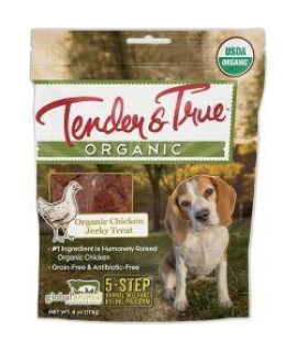 Tender & True Pet Nutrition 854043 4 oz Organic Chicken Jerky Dog Treats - Case of 1010
