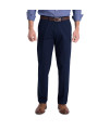 Haggar mens Iron Free Premium Khaki Straight Fit Flat Front Flex Waist casual Pants, Dark Navy, 34W x 29L US
