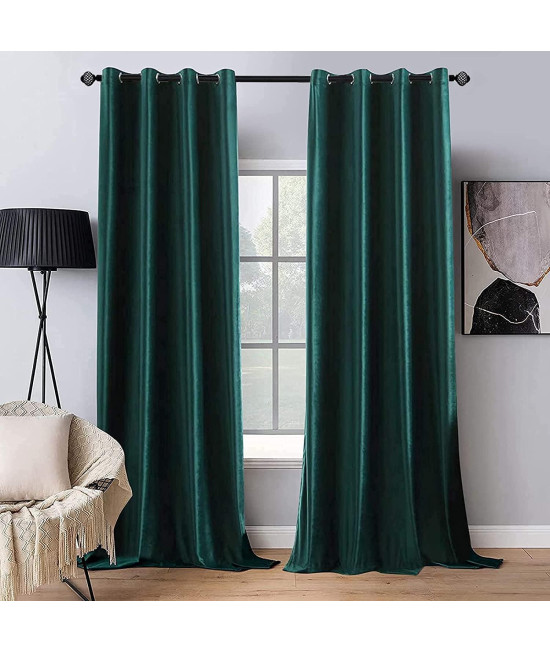 Miulee Dark Green Velvet Curtains Room Darkening Blackout Solid Curtains Thermal Insulated Soundproof Curtainsdrapespanels For Living Room Bedroom 52 X 72 Inch 2 Panels